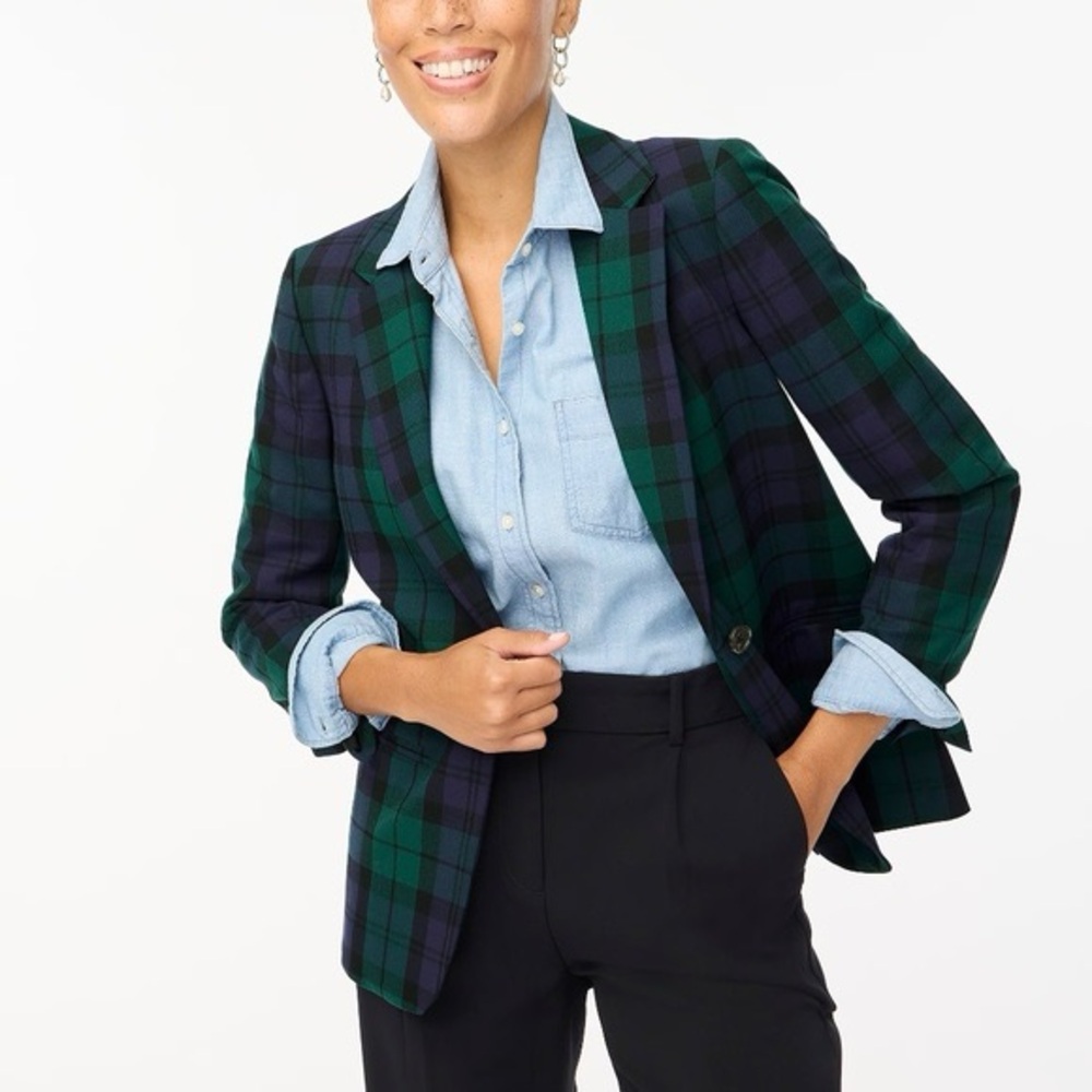Vintage Green and Blue Tartan Blazer